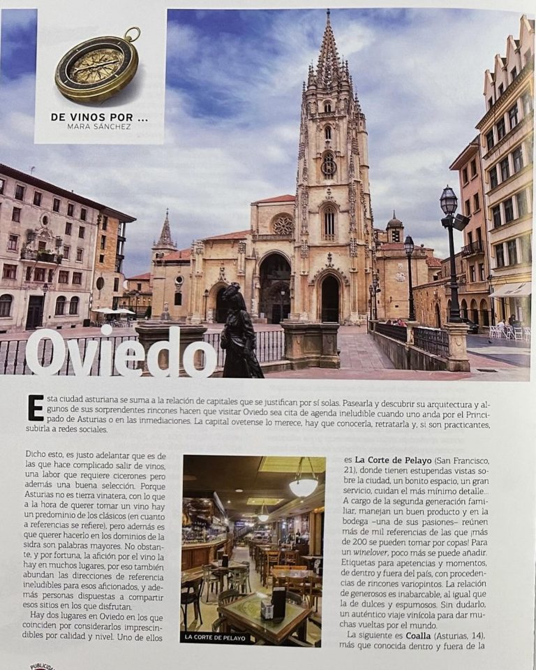 La Corte de Pelayo ha sido elegida por la revista PlanetaVino como uno de los destinos imperdibles para los amantes del vino en Asturias