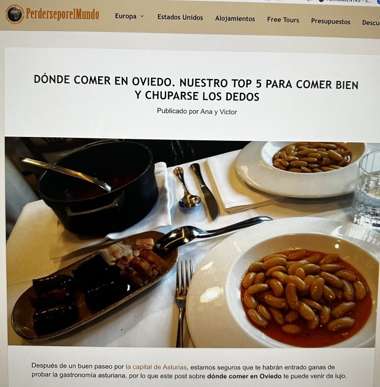 El blog «Perderseporelmundo» nos destaca como uno de los mejores restaurantes para comer bien en Oviedo