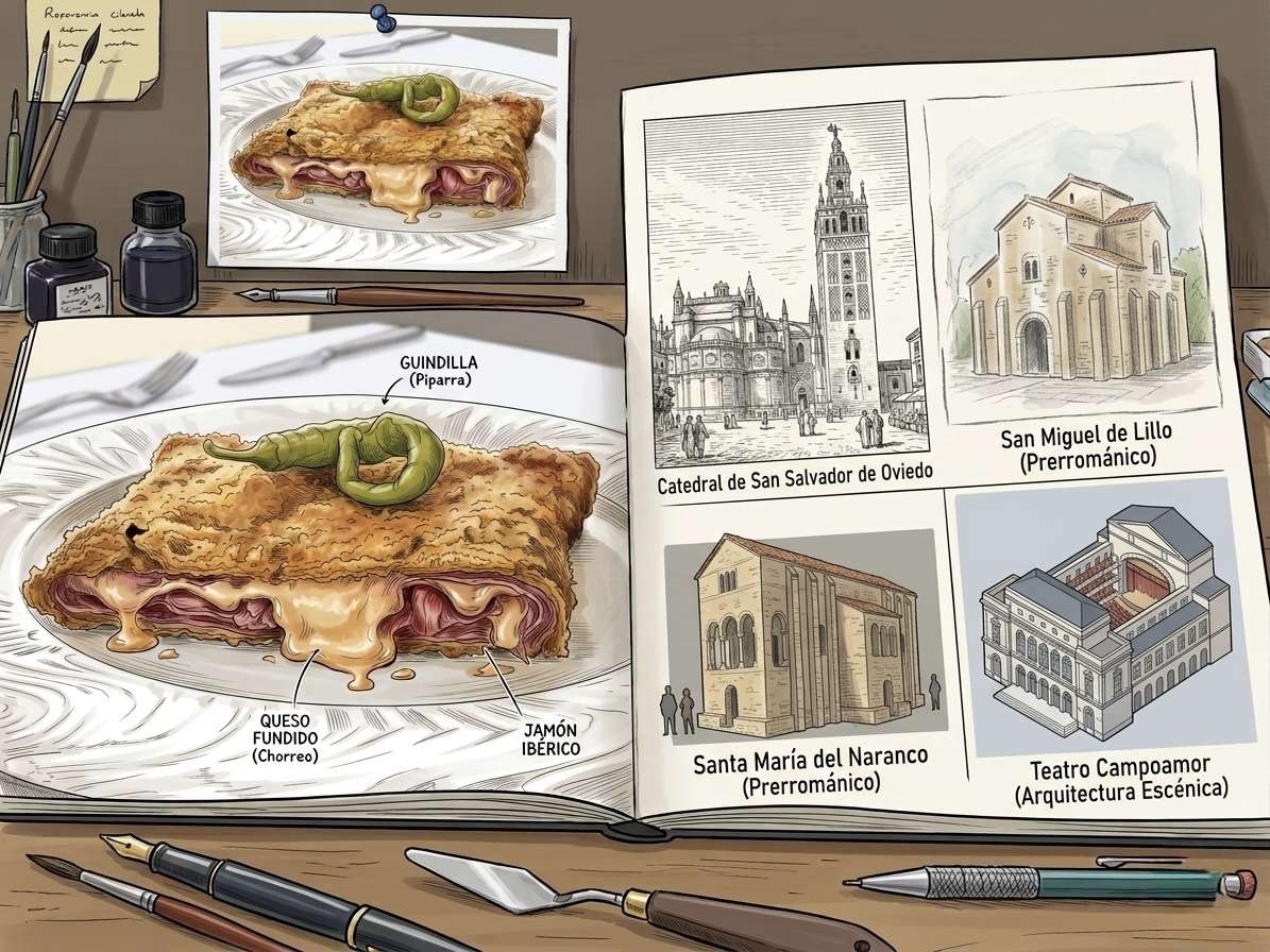 Ingredientes del cachopo y monumentos de Oviedo